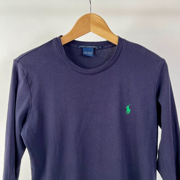 Women's Ralph Lauren Sport Long Sleeve Cotton Tee Shirt, Navy Blue, Size L - Picture 2 of 5